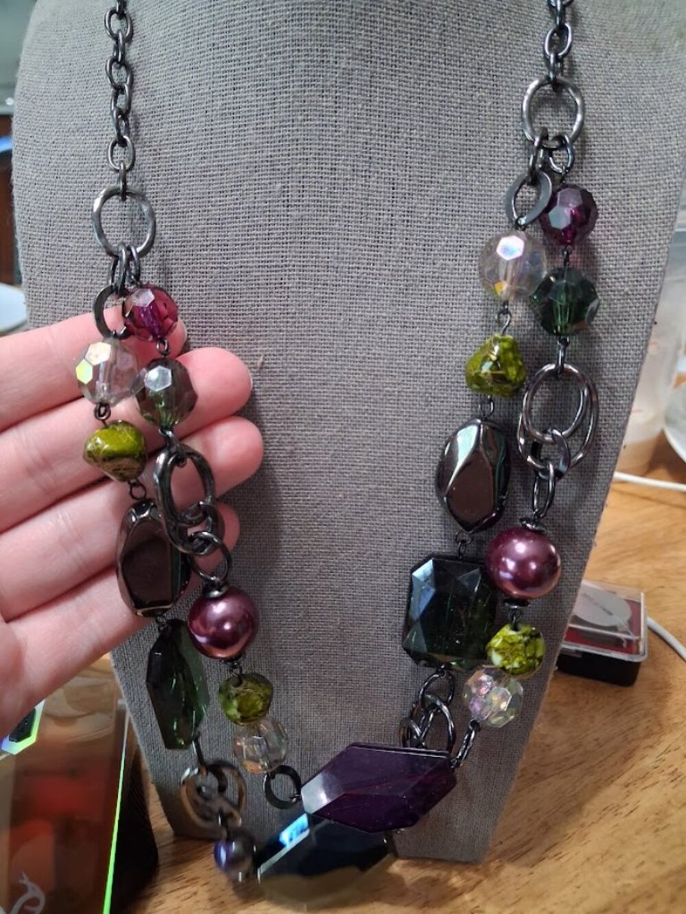 22 inch Double Stranded Ruby Rd beaded necklace - Picture 2 of 3